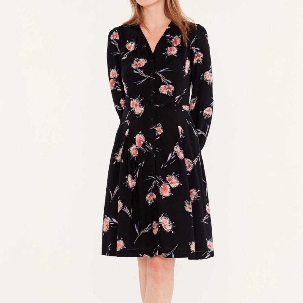 Emilyandfin Floral Elspeth Pom Pom Shirt Dress Fit Flare Rockabilly Sz XL NWT